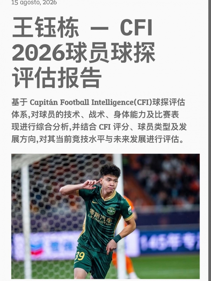 CFI报告:王钰栋获评B1高潜力 比利时荷兰优先级超德国 CFI报告:王钰栋获评B1高潜力 比利时荷兰优先级超德国